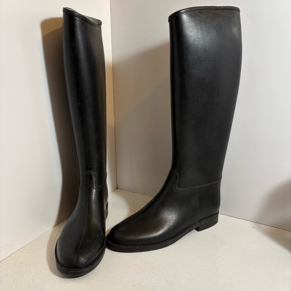 Cadet‎ flex women’s black rubber knee high rain boots in size 37